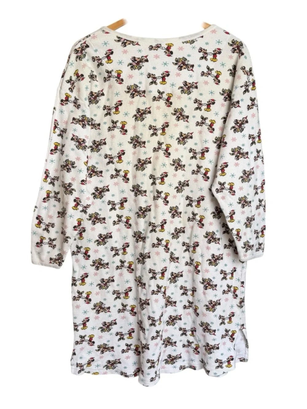 Vintage Mickey Inc Thermal Waffle Knit Sleep Shirt One Size Winter Snowflake - Picture 2 of 10